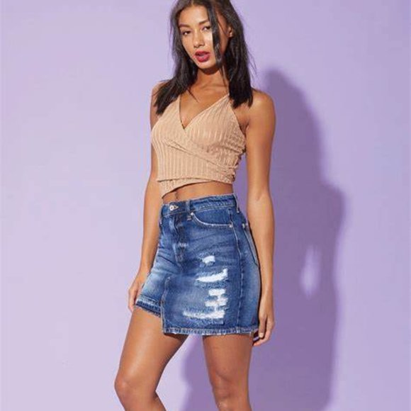 KanCan Dresses & Skirts - Kancan Distressed Denim Mini